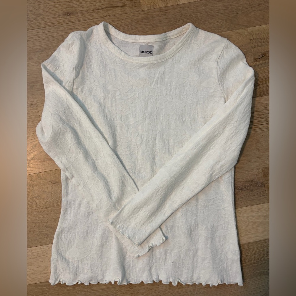 NIC+ZOE White Textured Long Sleeve Top